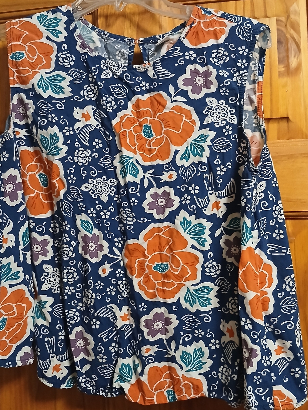 Old Navy Navy Floral Cold-Shoulder Blouse